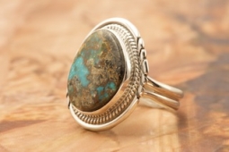 Genuine Candelaria Turquoise Sterling Silver Navajo Ring